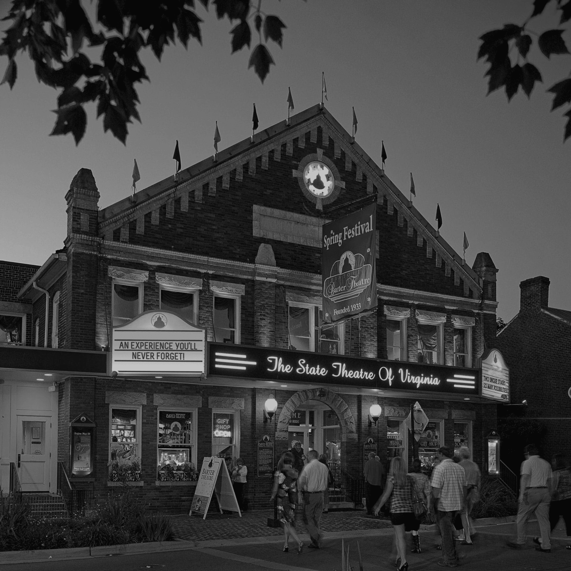Barter Theatre at Night - Black and White
